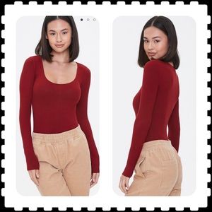 Scoop Neck Ribbed Bodysuit